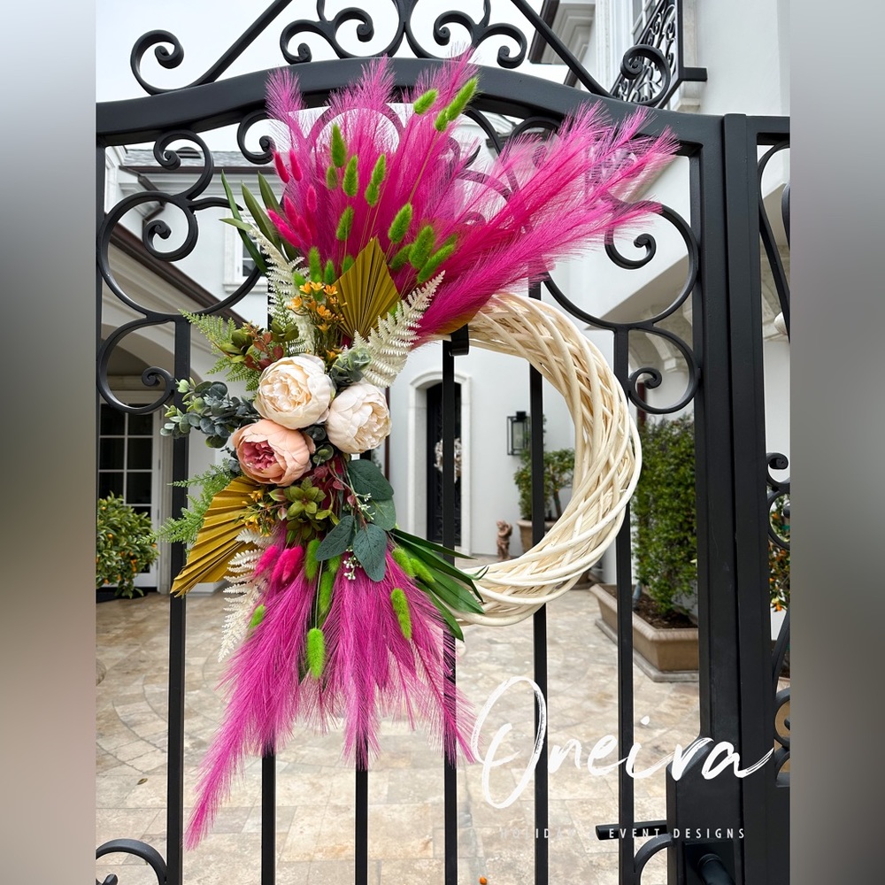 Pink boho wreath